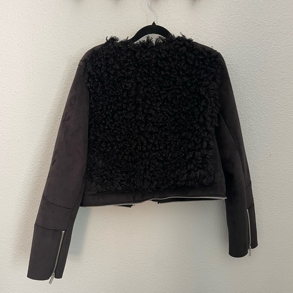 1. State Black, Teddy Jacket Fuzzy Texture, Medium, 2 in 1 Convertible Coat - Picture 12 of 16